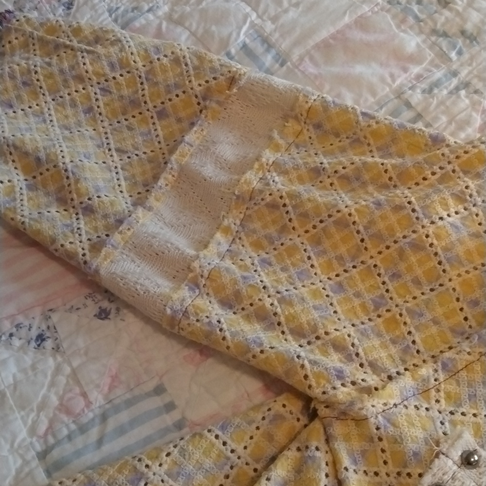 POL Patchwork Button-Front Top in Yellow and Burg… - image 5